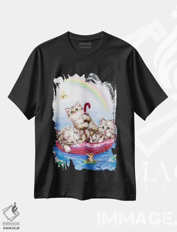 تیشرت مشکی طرح دار سفر به خیر، تزئینی اثر کایومی هارای | فروشگاه ایماژ