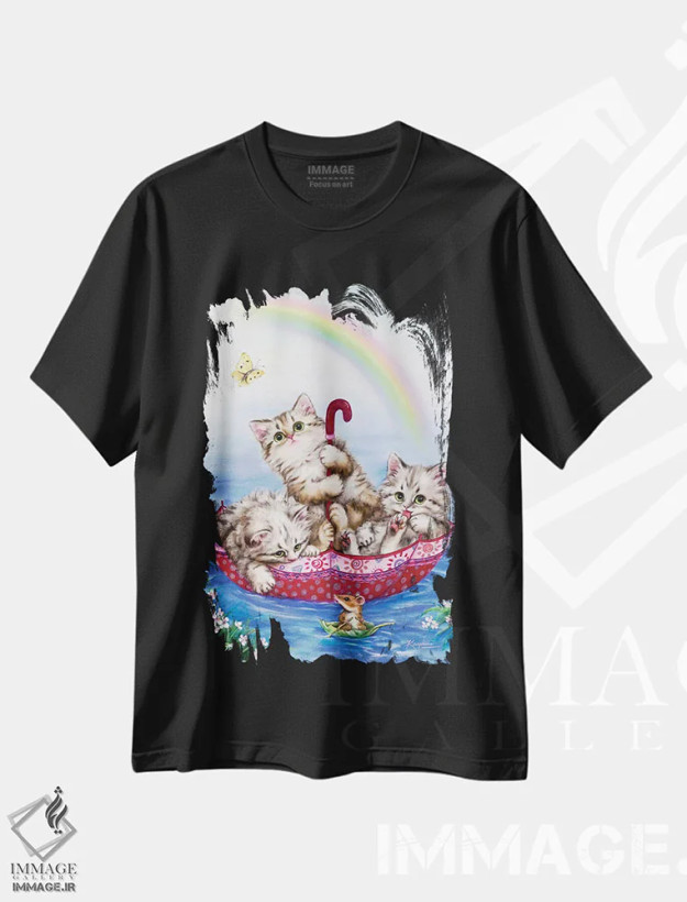 تیشرت مشکی طرح دار سفر به خیر، تزئینی اثر کایومی هارای | فروشگاه ایماژ