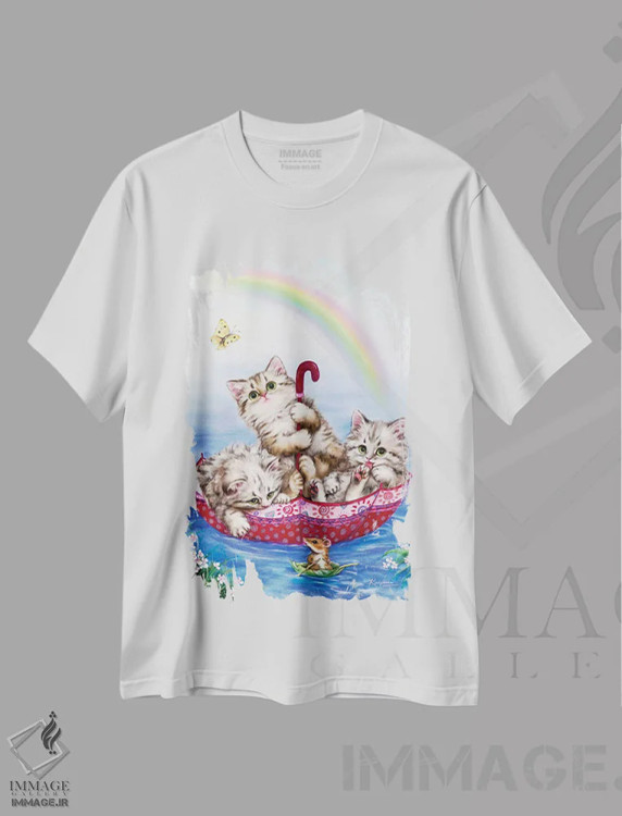 تیشرت سفید طرح دار سفر به خیر، تزئینی اثر کایومی هارای | immage.ir