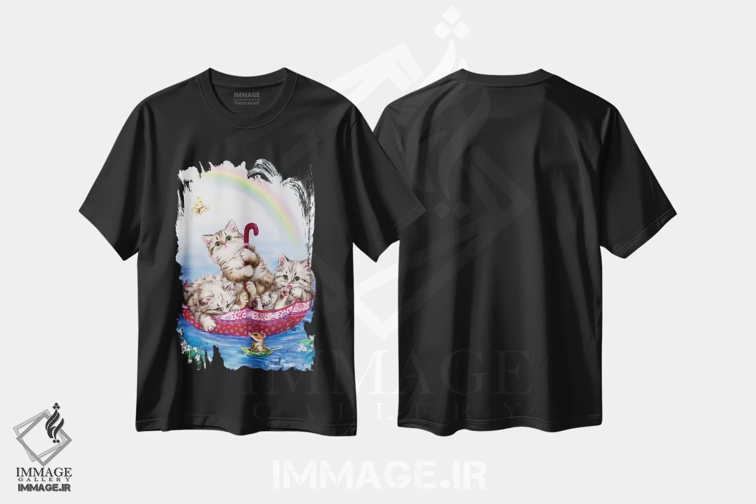 تیشرت مشکی طرح دار سفر به خیر، تزئینی اثر کایومی هارای | فروشگاه ایماژ