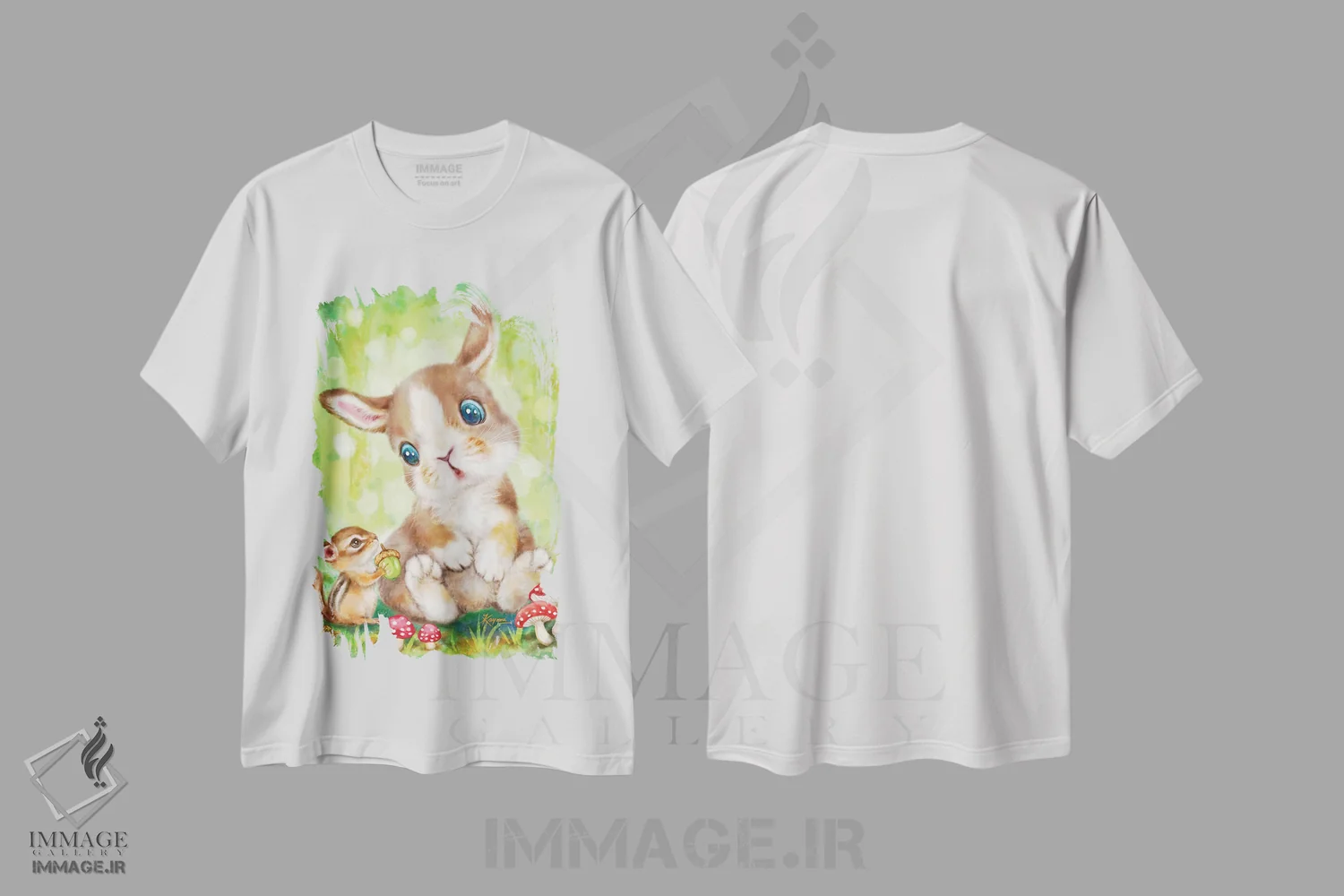 تیشرت سفید طرح دار خرگوش و سنجاب، تزئینی اثر کایومی هارای | immage.ir