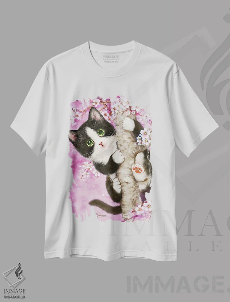 تیشرت سفید طرح دار نگهبان درخت گیلاس، تزئینی اثر کایومی هارای | فروشگاه ایماژ