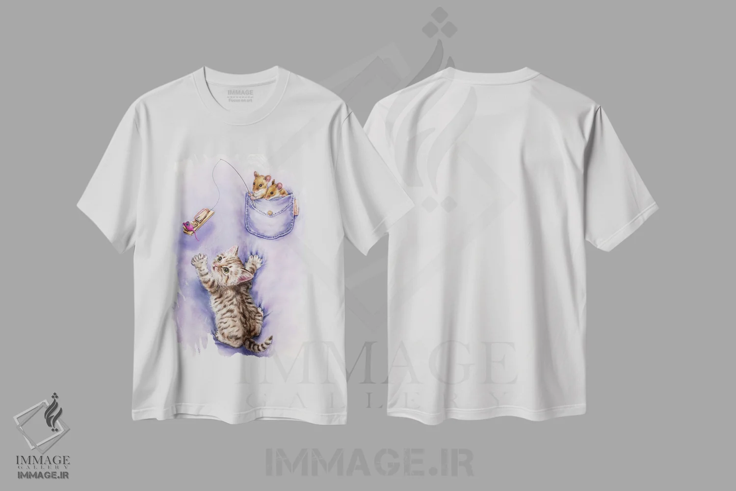 تیشرت سفید طرح دار گربه و موش ها، تزئینی اثر کایومی هارای | immage.ir