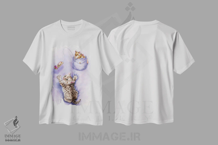 تیشرت سفید طرح دار گربه و موش ها، تزئینی اثر کایومی هارای | immage.ir