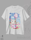 تیشرت سفید طرح دار بادکنک فیل، تزئینی اثر کایومی هارای | فروشگاه ایماژ