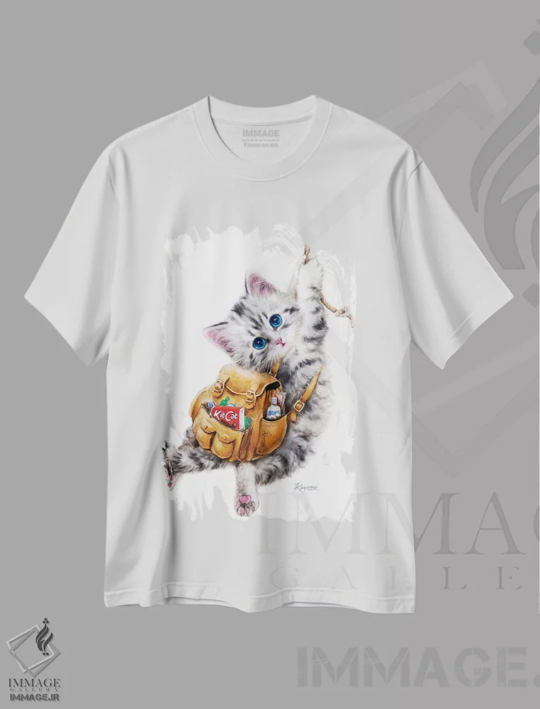 تیشرت سفید طرح دار تحمل کن، تزئینی اثر کایومی هارای | فروشگاه ایماژ