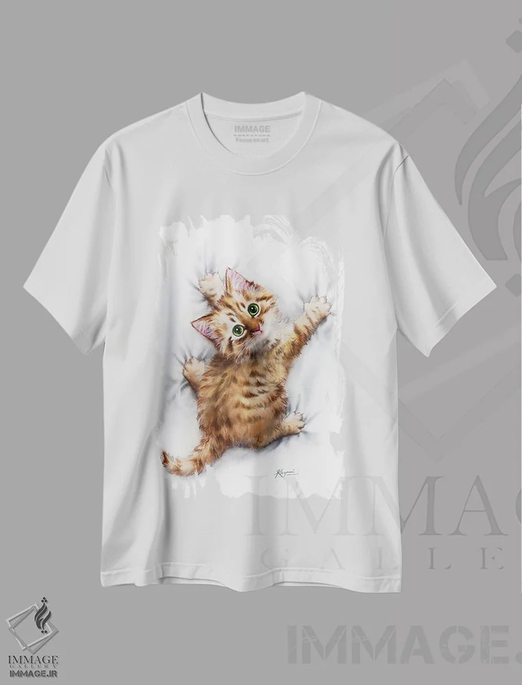 تیشرت سفید طرح دار صبر کن، تزئینی اثر کایومی هارای | immage.ir