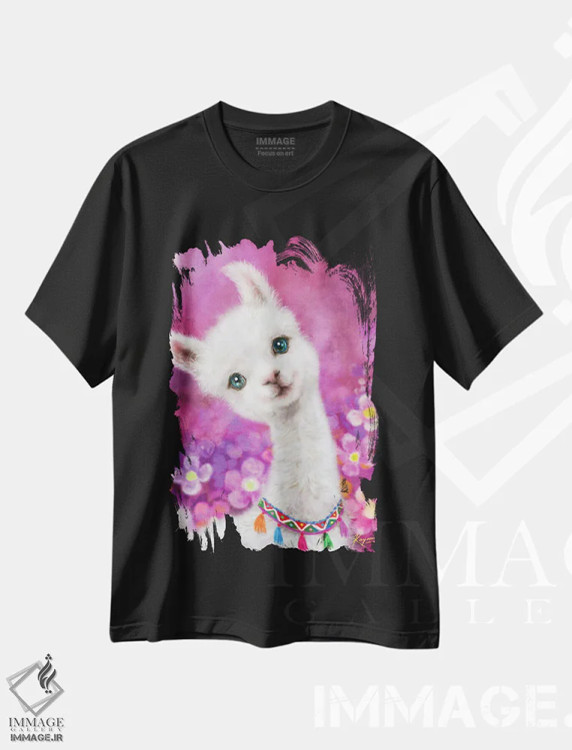 تیشرت مشکی طرح دار لامای شاد، تزئینی اثر کایومی هارای | immage.ir