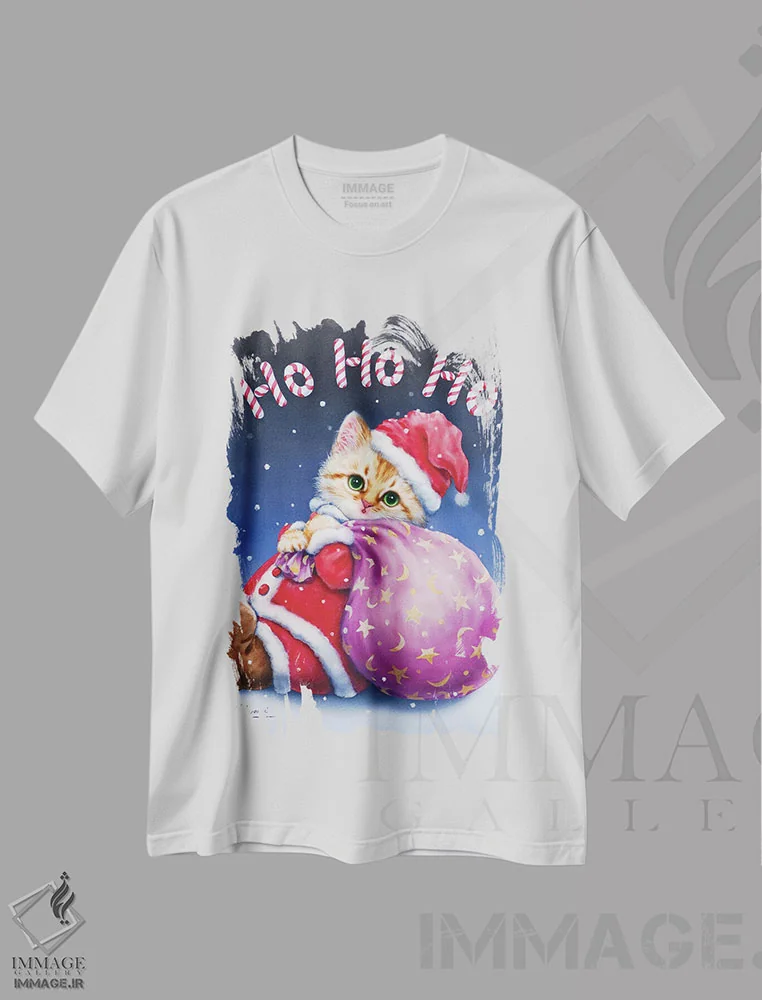 تیشرت سفید طرح دار هو هو هو، حیوانات کریسمسی اثر کایومی هارای | immage.ir