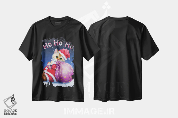 تیشرت مشکی طرح دار هو هو هو، حیوانات کریسمسی اثر کایومی هارای | فروشگاه ایماژ