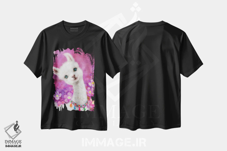 تیشرت مشکی طرح دار لامای شاد، تزئینی اثر کایومی هارای | immage.ir