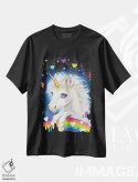 تیشرت مشکی طرح دار اسب تک شاخ دوست داشتنی، تزئینی اثر کایومی هارای | immage.ir