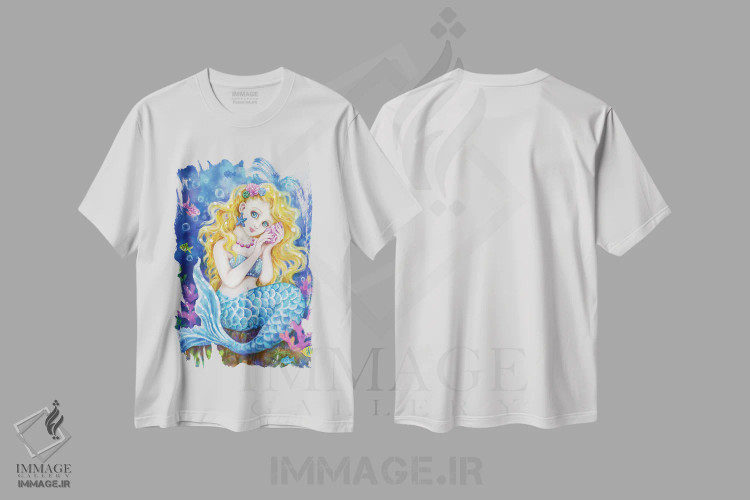 تیشرت سفید طرح دار پری دریایی، تزئینی اثر کایومی هارای | immage.ir