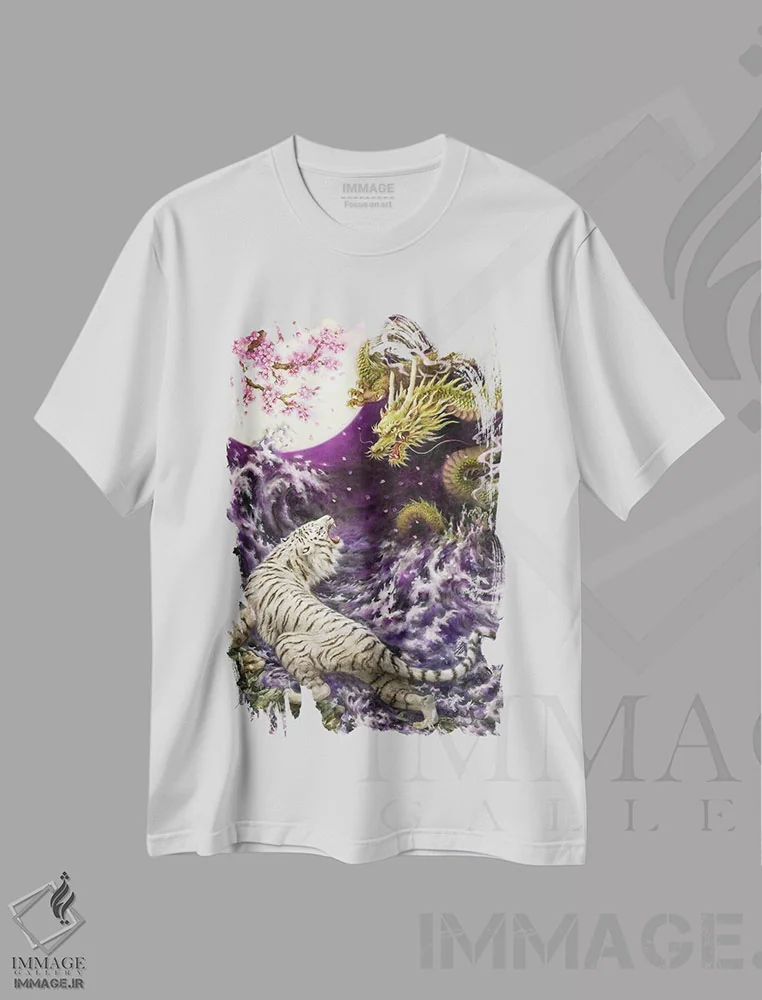 تیشرت سفید طرح دار تابش مهتاب، تزئینی اثر کایومی هارای | فروشگاه ایماژ