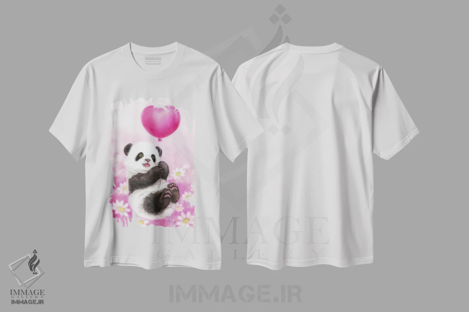 تیشرت سفید طرح دار پاندا و بادکنک، تزئینی اثر کایومی هارای | immage.ir