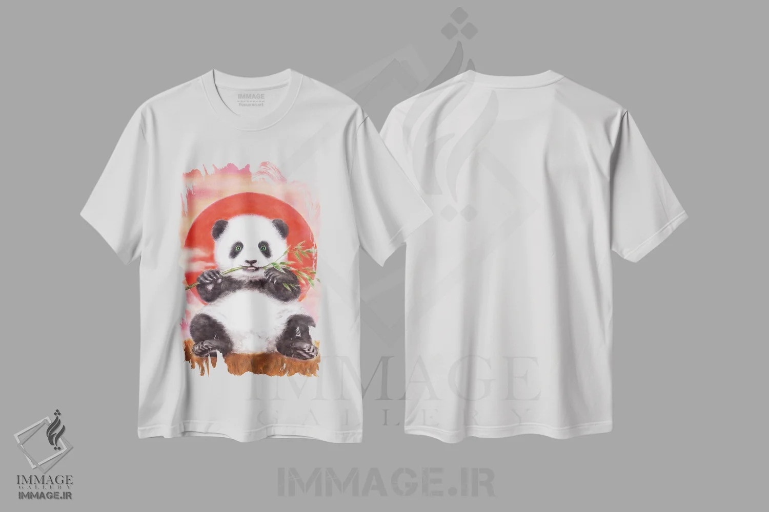 تیشرت سفید طرح دار طلوع پاندا، دکور آسیایی اثر کایومی هارای | فروشگاه ایماژ