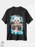 تیشرت مشکی طرح دار پاندا روی تاب، تزئینی اثر کایومی هارای | immage.ir