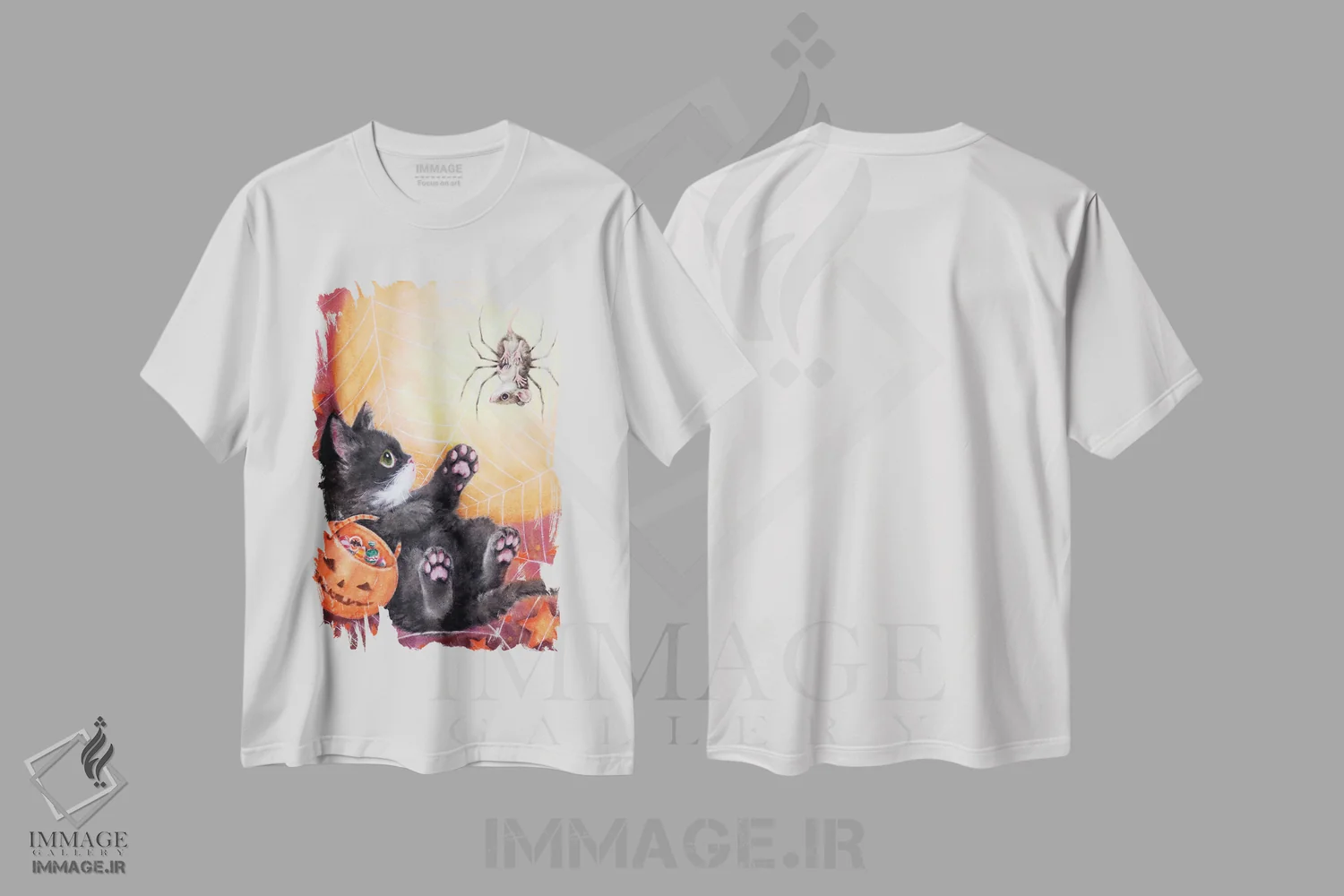 تیشرت سفید طرح دار عنکبوت ترسناک، تزئینی اثر کایومی هارای | فروشگاه ایماژ