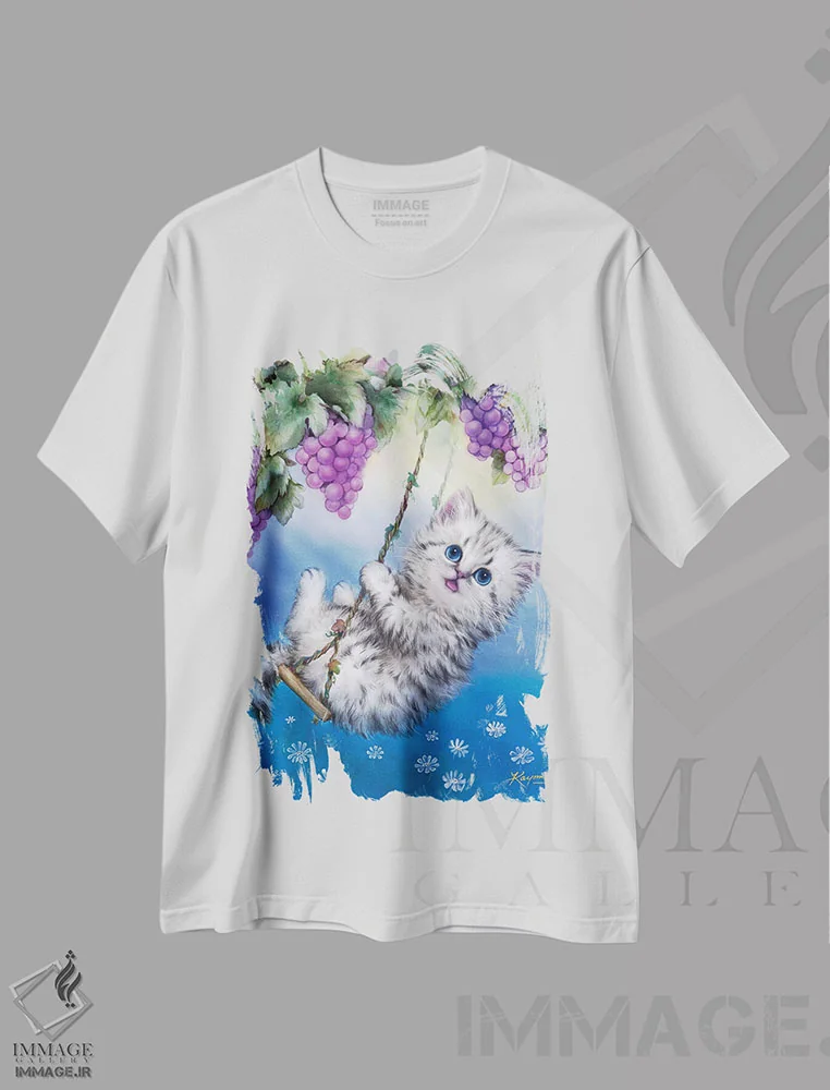 تیشرت سفید طرح دار تاب، تزئینی اثر کایومی هارای | immage.ir