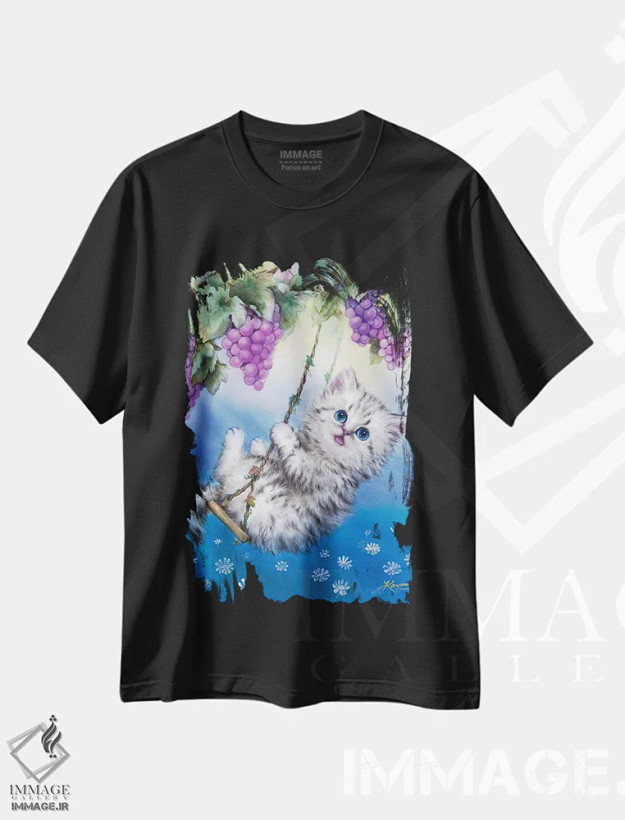 تیشرت مشکی طرح دار تاب، تزئینی اثر کایومی هارای | فروشگاه ایماژ