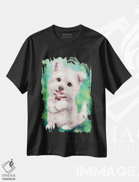 تیشرت مشکی طرح دار وستی، تزئینی اثر کایومی هارای | فروشگاه ایماژ