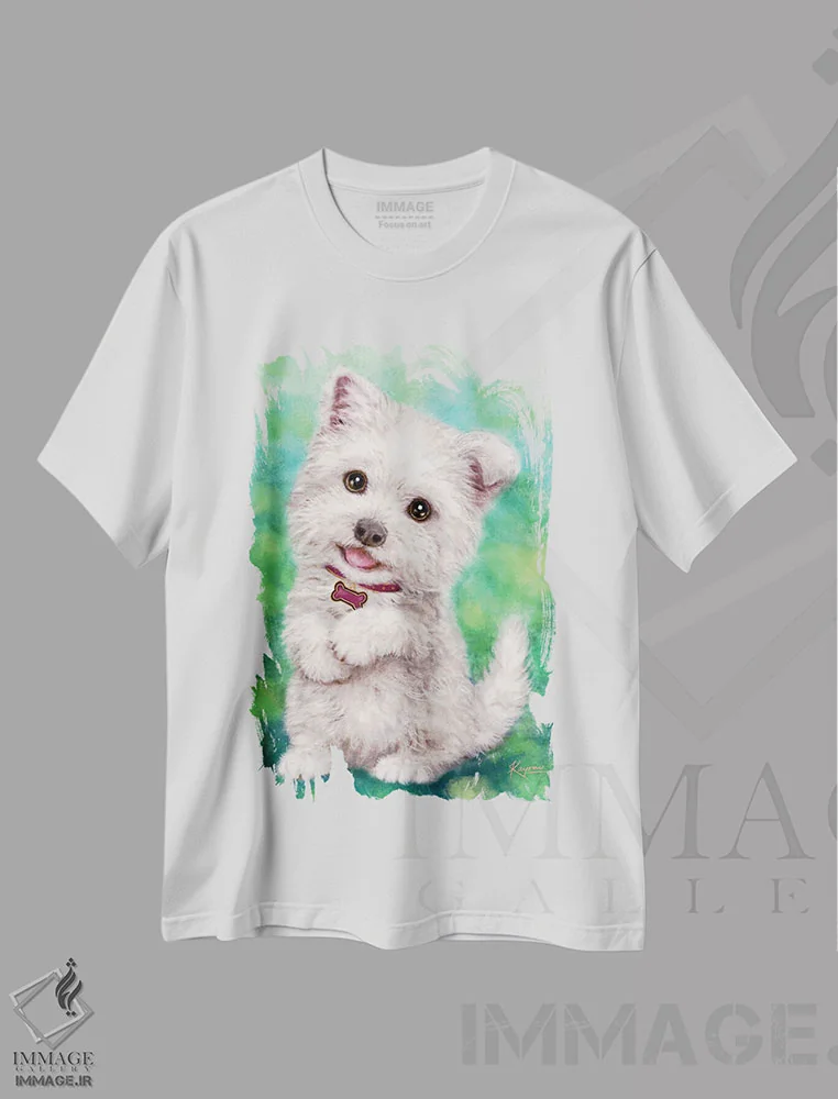 تیشرت سفید طرح دار وستی، تزئینی اثر کایومی هارای | immage.ir