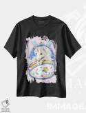 تیشرت مشکی طرح دار یونیکورن کوله پشتی دار، تزئینی اثر کایومی هارای | immage.ir