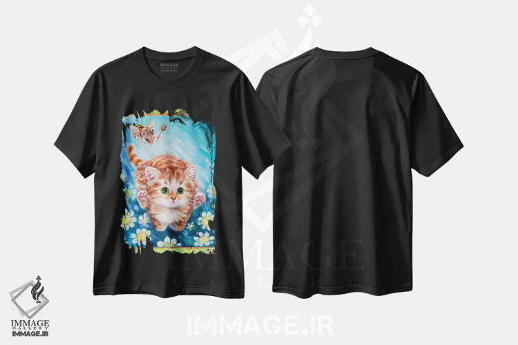 تیشرت مشکی طرح دار تعقیب زنبور، تزئینی اثر کایومی هارای | immage.ir