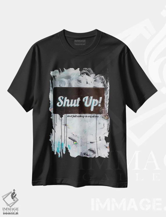 تیشرت مشکی طرح دار ساکت باش، دکور معاصر اثر کنت یانگستروم | فروشگاه ایماژ