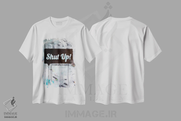 تیشرت سفید طرح دار ساکت باش، دکور معاصر اثر کنت یانگستروم | immage.ir