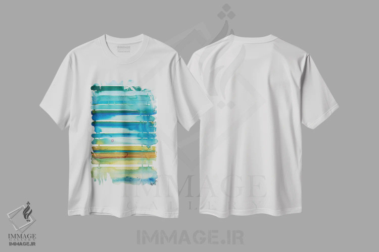 تیشرت سفید طرح دار راه راه I، آبستره اثر کنت یانگستروم | فروشگاه ایماژ
