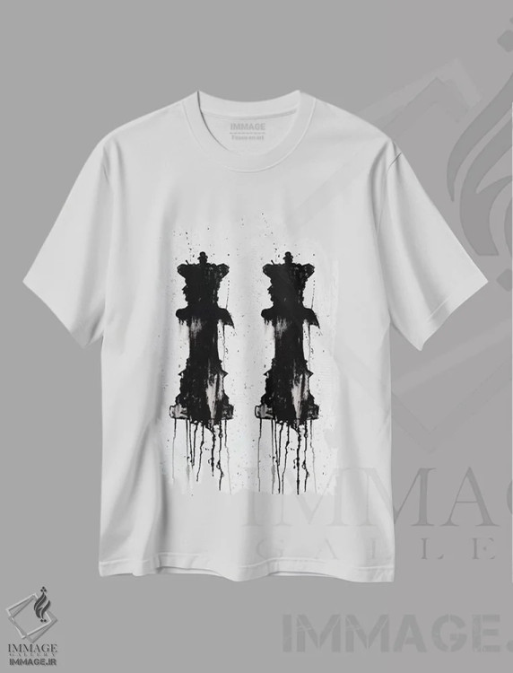 تیشرت سفید طرح دار دو ملکه، آبستره اثر کنت یانگستروم | immage.ir