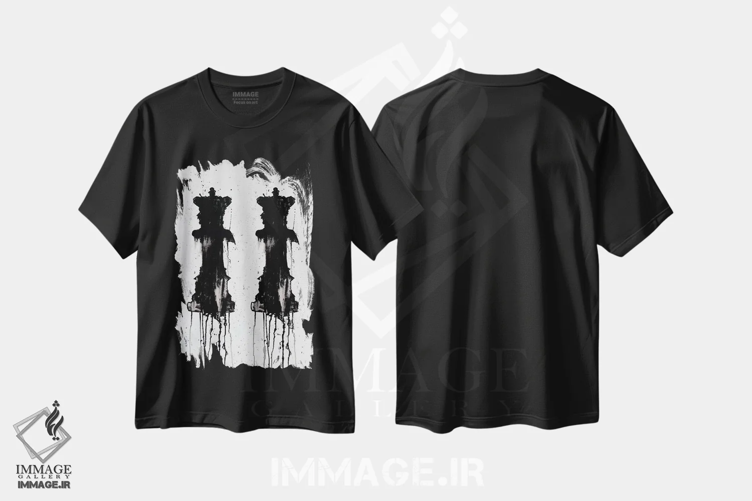 تیشرت مشکی طرح دار دو ملکه، آبستره اثر کنت یانگستروم | فروشگاه ایماژ