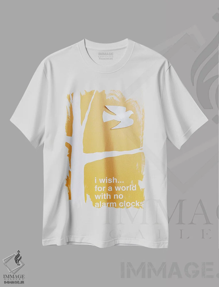 تیشرت سفید طرح دار بدون ساعت زنگ دار III، تزئینی اثر کنت یانگستروم | فروشگاه ایماژ