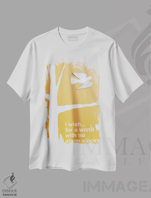 تیشرت سفید طرح دار بدون ساعت زنگ دار III، تزئینی اثر کنت یانگستروم | فروشگاه ایماژ