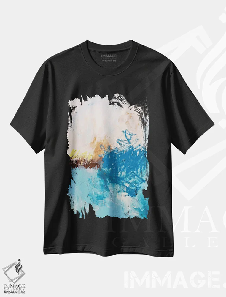 تیشرت مشکی طرح دار آب آبی اثر کنت یانگستروم | immage.ir