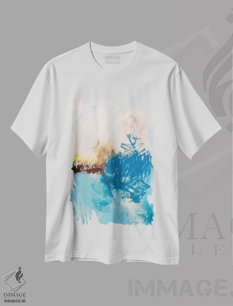 تیشرت سفید طرح دار آب آبی اثر کنت یانگستروم | فروشگاه ایماژ