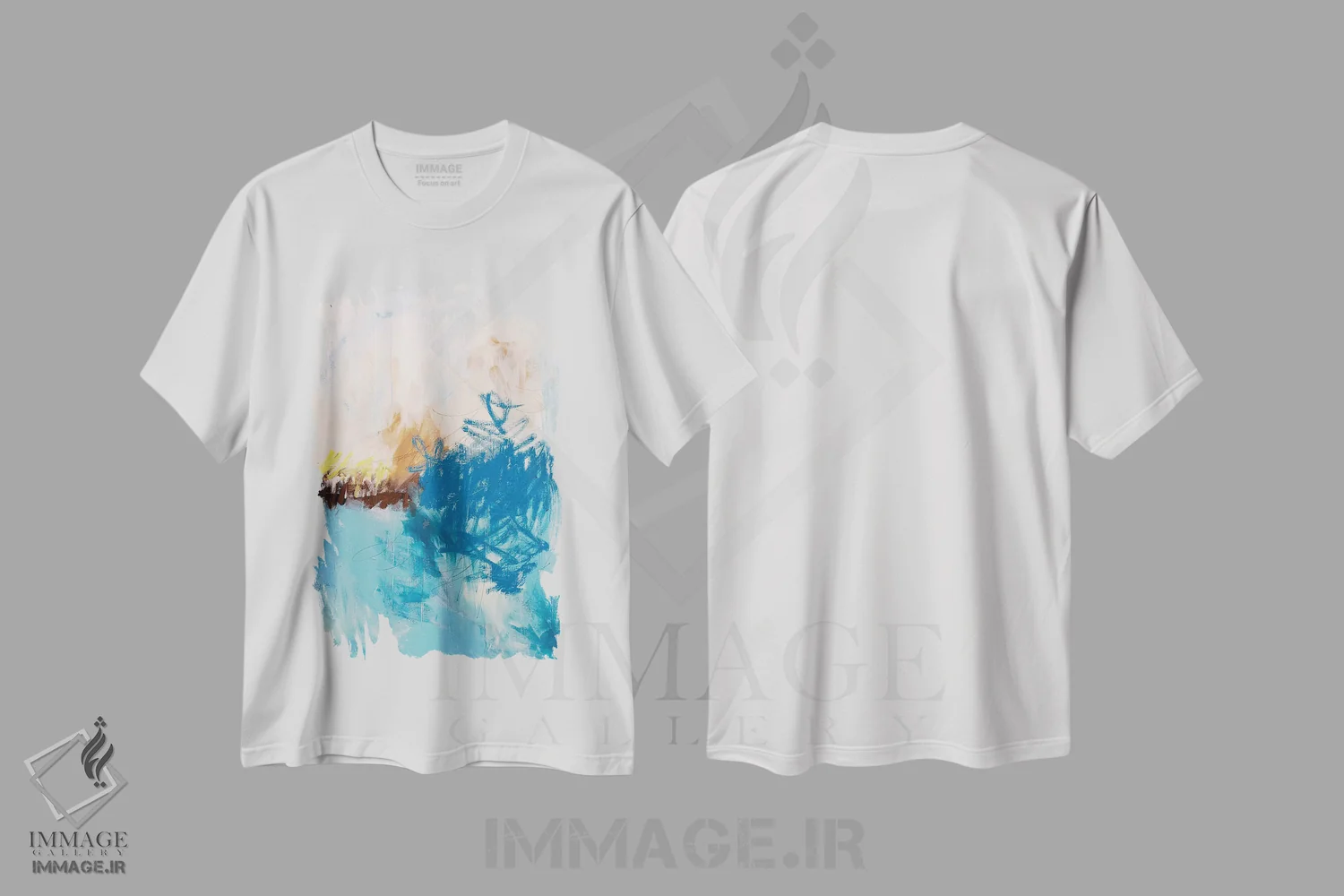 تیشرت سفید طرح دار آب آبی اثر کنت یانگستروم | فروشگاه ایماژ