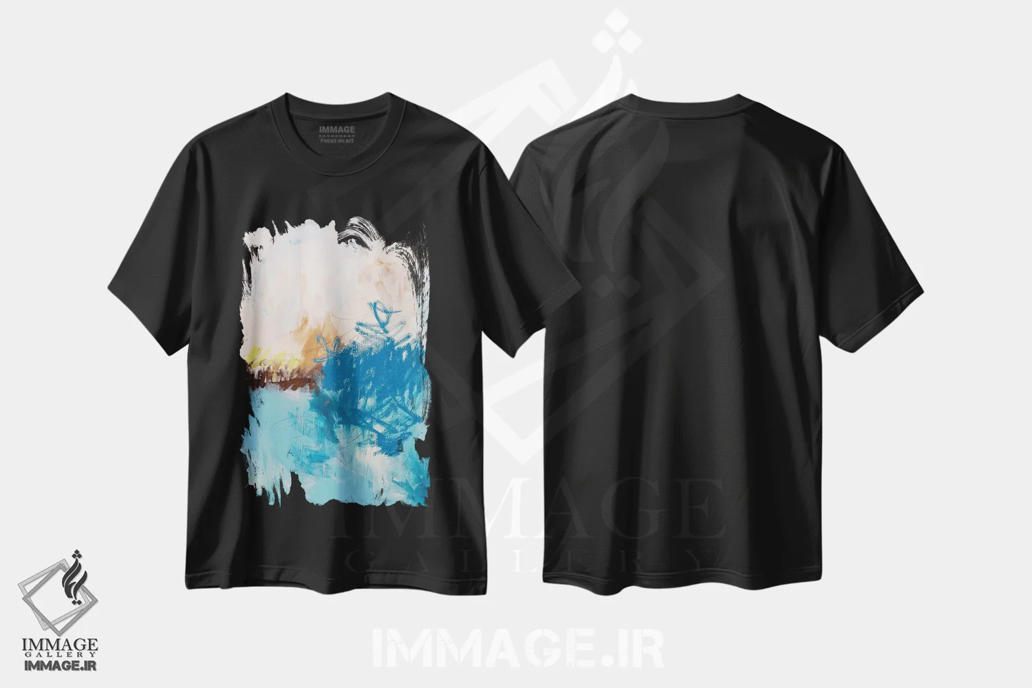 تیشرت مشکی طرح دار آب آبی اثر کنت یانگستروم | immage.ir