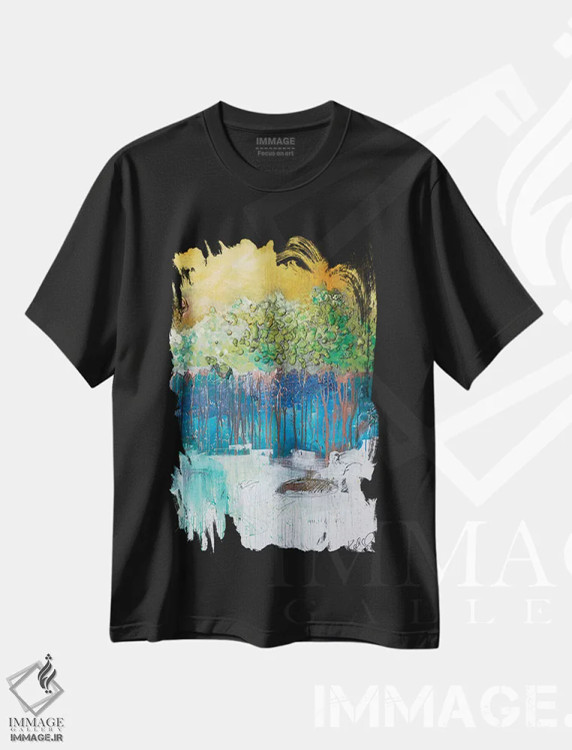 تیشرت مشکی طرح دار درختان سه بعدی II، آبستره اثر کنت یانگستروم | immage.ir