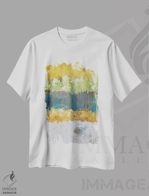 تیشرت سفید طرح دار درختان سه بعدی I، آبستره اثر کنت یانگستروم | immage.ir