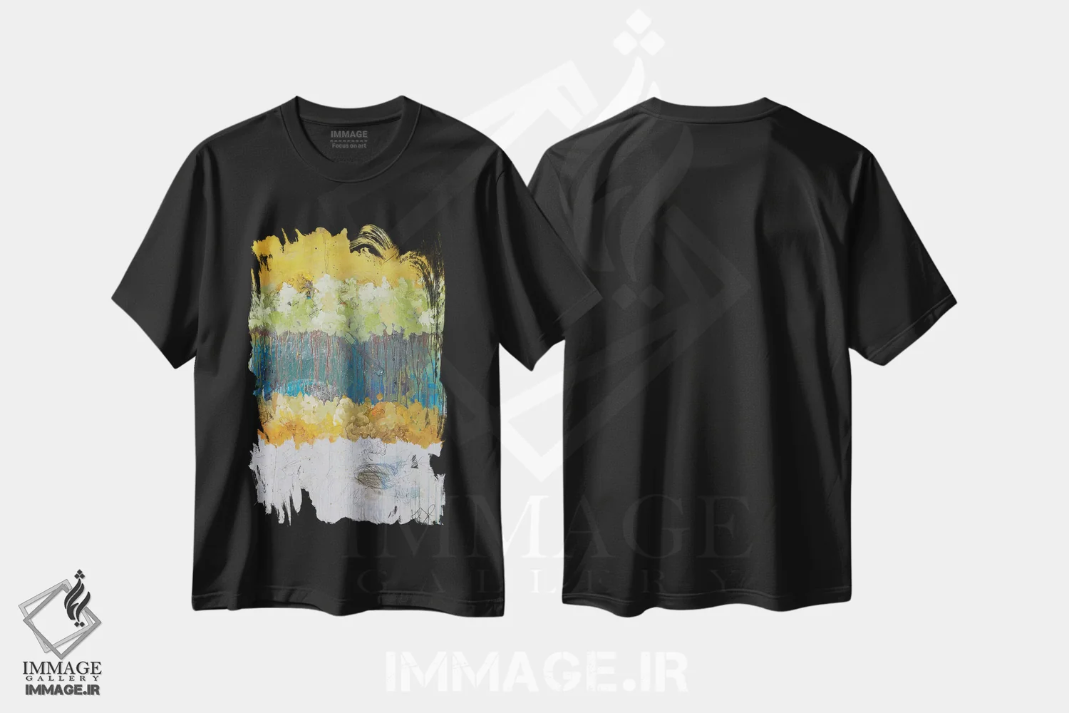 تیشرت مشکی طرح دار درختان سه بعدی I، آبستره اثر کنت یانگستروم | فروشگاه ایماژ
