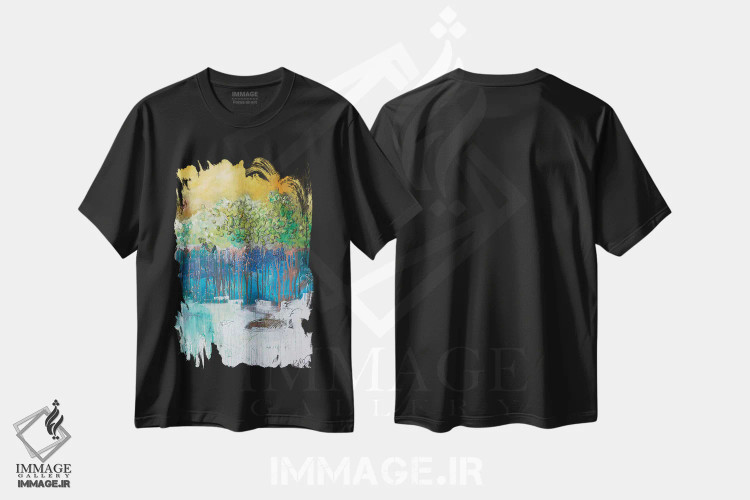 تیشرت مشکی طرح دار درختان سه بعدی II، آبستره اثر کنت یانگستروم | immage.ir