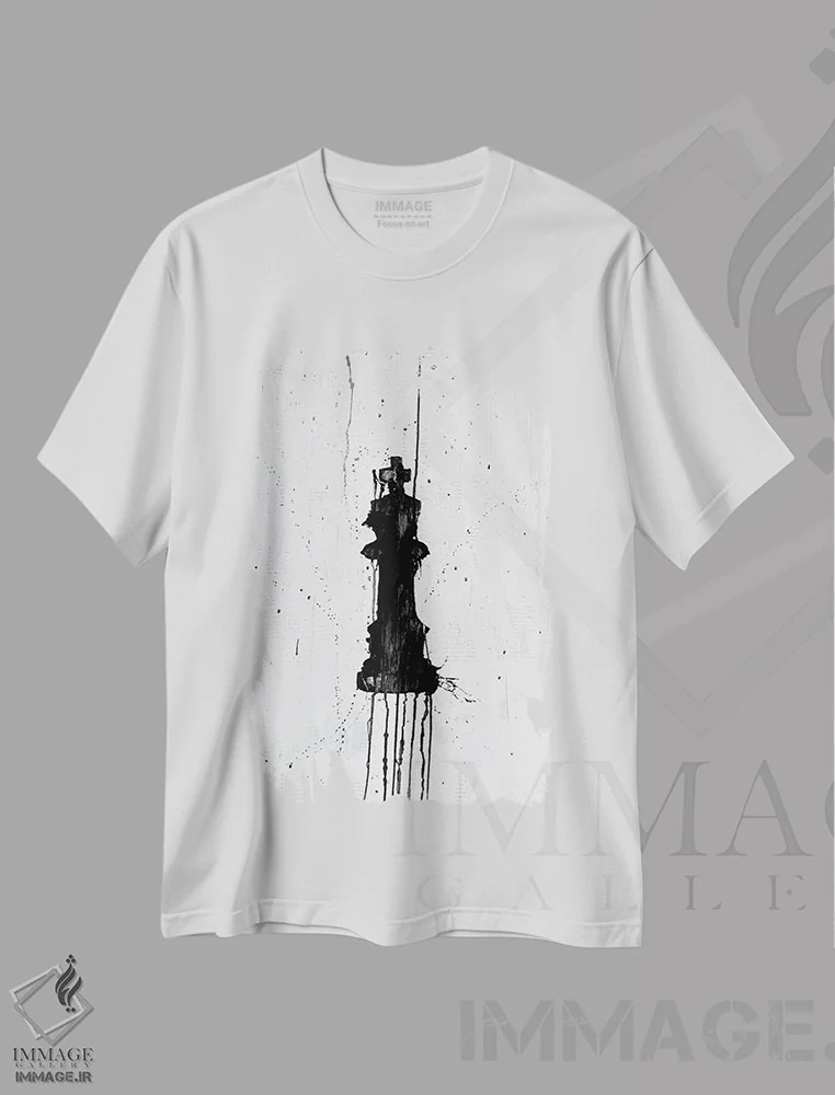 تیشرت سفید طرح دار پادشاه، آبستره اثر کنت یانگستروم | فروشگاه ایماژ