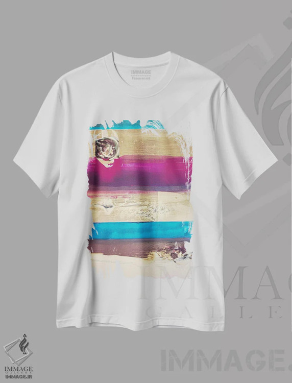 تیشرت سفید طرح دار راه راه ها، آبستره اثر کنت یانگستروم | فروشگاه ایماژ