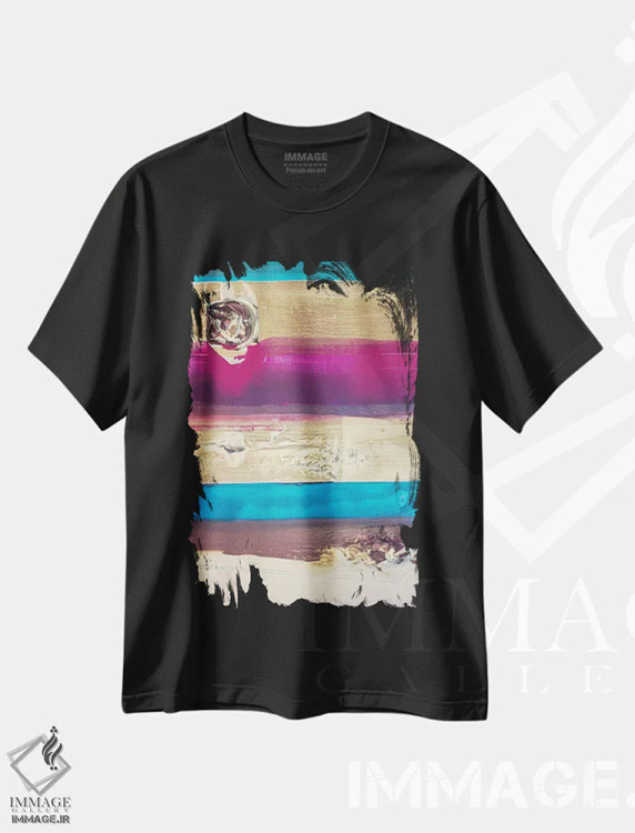 تیشرت مشکی طرح دار راه راه ها، آبستره اثر کنت یانگستروم | immage.ir