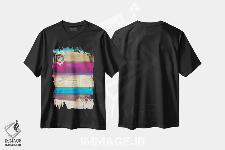 تیشرت مشکی طرح دار راه راه ها، آبستره اثر کنت یانگستروم | immage.ir