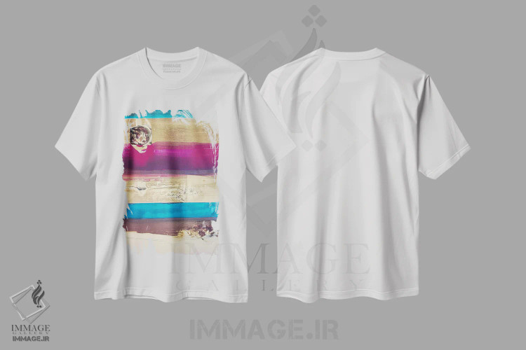 تیشرت سفید طرح دار راه راه ها، آبستره اثر کنت یانگستروم | فروشگاه ایماژ