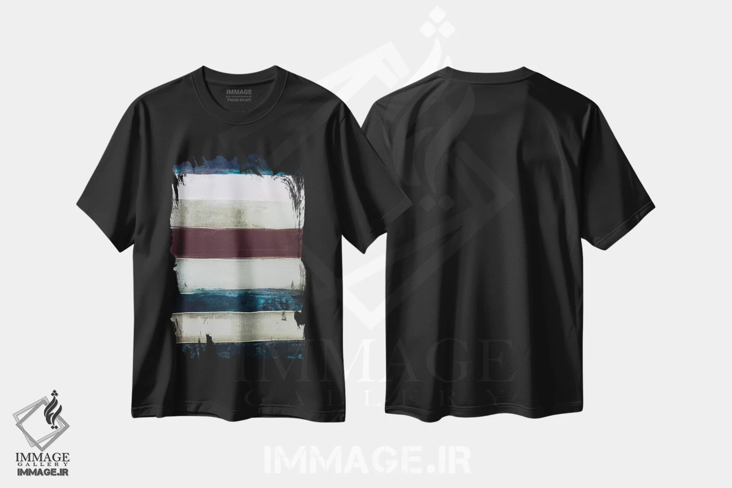 تیشرت مشکی طرح دار چنل نامبر راه راه II، آبستره اثر کنت یانگستروم | فروشگاه ایماژ