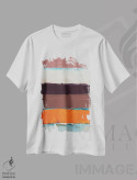 تیشرت سفید طرح دار نارنجی راه راه جدید II، آبستره اثر کنت یانگستروم | immage.ir